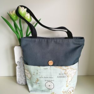 Handmade bag Blue Map