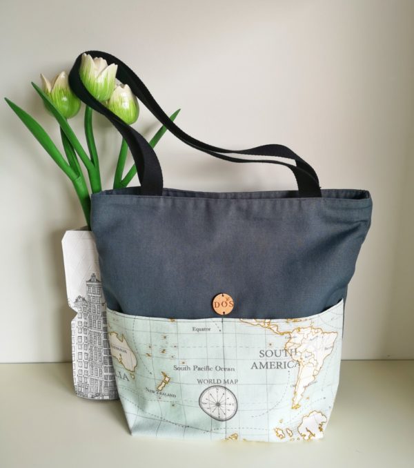 Handmade bag Blue Map